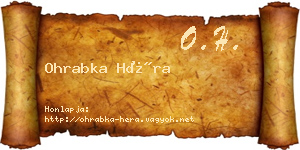 Ohrabka Héra névjegykártya